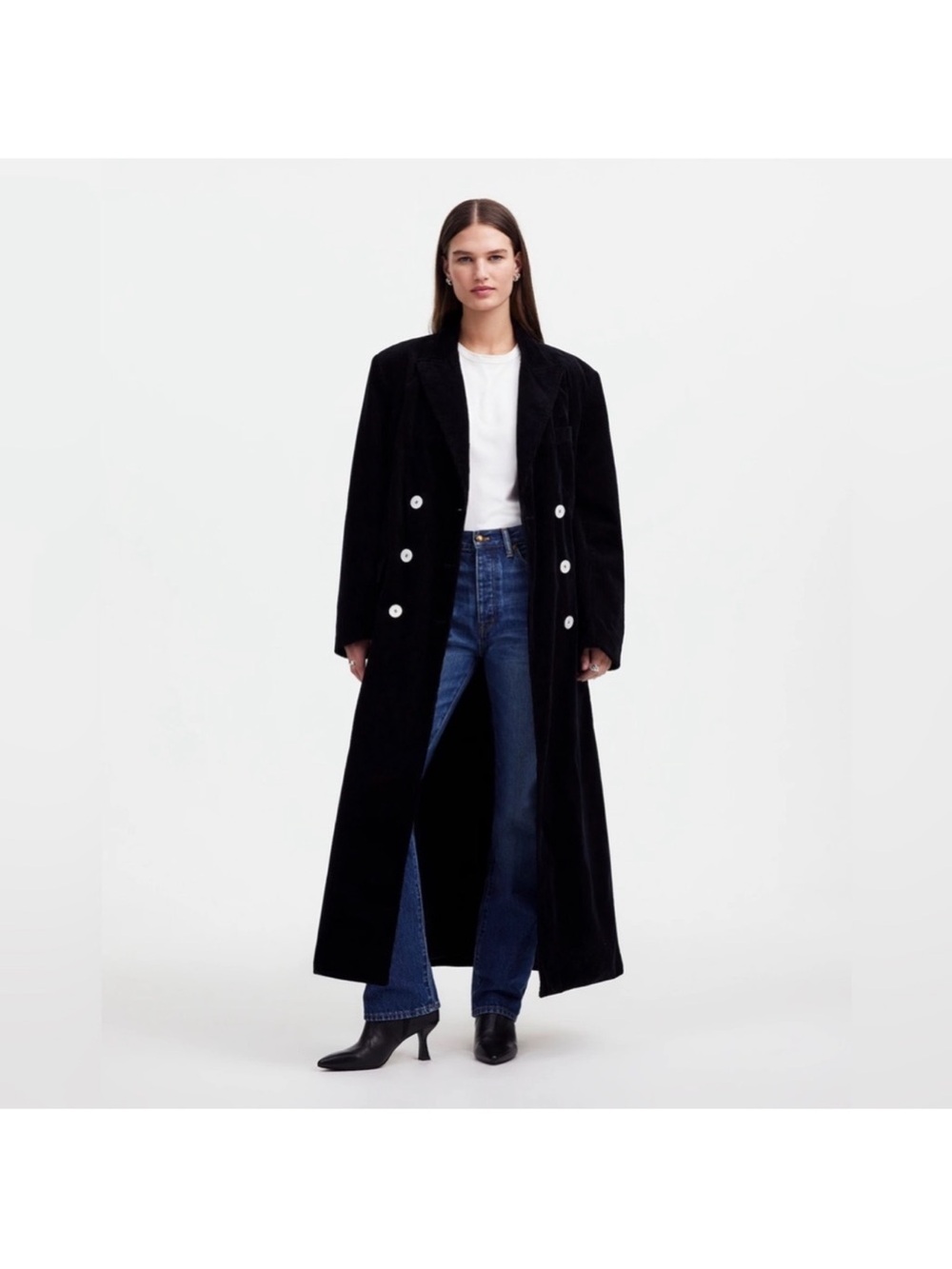 ALEXA CHUNG x MADEWELL Double Breasted Corduroy Trench Coat Black US 6